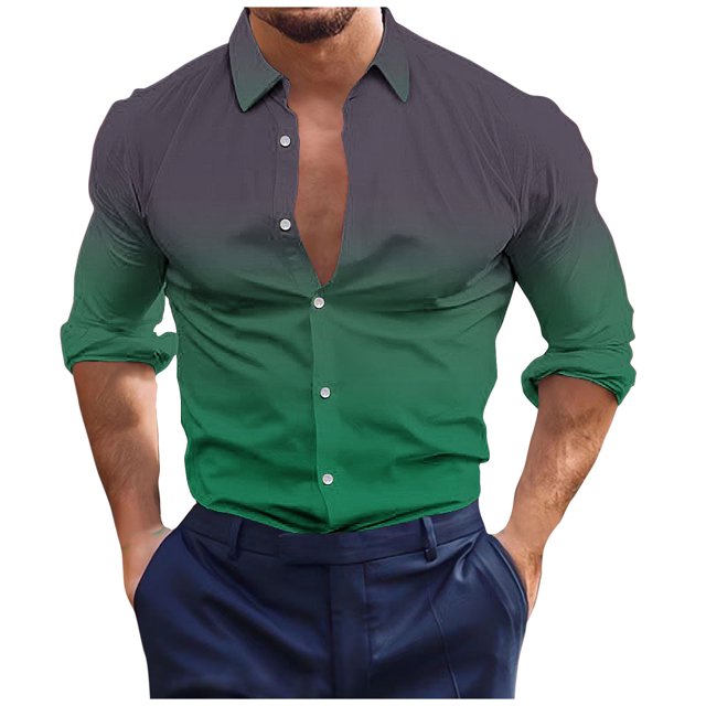 Birdeem Chemises pour Hommes Manches Longues Boutonnées Mode Décontractée Imprimée Bouton Col Rabattu Chemise Chemise Hauts Été Chemises Manches Longues pour Hommes