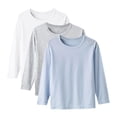 thumbnail image 1 of WRKEKC Chemises à Manches Longues pour Garçons Couche de Base en Modal Lot de 3 Couleur Unie Col Rond Haut pour Filles pour le Printemps l'Automne, 1 of 9