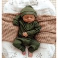 thumbnail image 2 of MesaSe Infant Baby Boys Jumpsuit and Hat Set  Solid Knit Ribbed Long Sleeve Crew Neck Button Romper One-Piece Clothes, 2 of 6