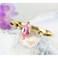 thumbnail image 3 of Bague de Fiançailles Cadeau en Or Jaune sur Saphir Rose Naturel et Moissanite, 3 of 4