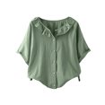 thumbnail image 1 of Blouses pour Femmes Col Rond Décontracté Bouton Basique Confortable Tee Lounge Tendance Léger Été Vacances Chemise Douce 2025, 1 of 6