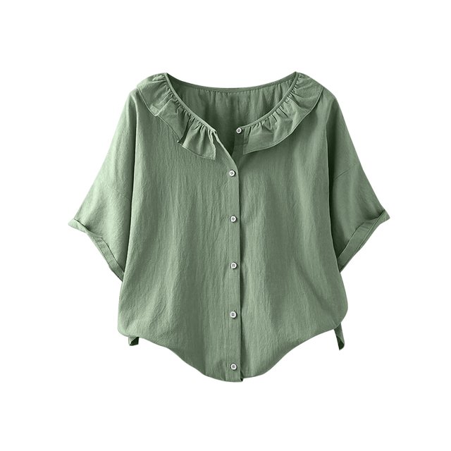 Blouses pour Femmes Col Rond Décontracté Bouton Basique Confortable Tee Lounge Tendance Léger Été Vacances Chemise Douce 2025