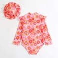 thumbnail image 4 of Girls Rash Guard Swimsuits Flounce Printed Long Sleeve Sun Protection Bathing Suit 12-18Months Girl Fashion, 4 of 7