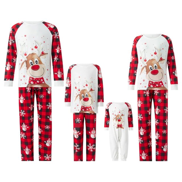 Pyjamas de Noël Assortis pour la Famille Ensemble Haut et Pantalon de Fête Pyjama