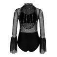 thumbnail image 3 of TSSOE Kids Girls Sparkly Rhinestone Dance Leotard Sheer Mesh Patchwork Bodysuit for Gymnastics Tumbling Black 14, 3 of 4