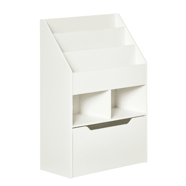 HOMCOM Bibliothèque pour Enfants à Étagères Multiples, Organisateur avec Tiroir de Rangement pour Livres pour Coin Lecture, Salle de Classe, Chambre, Salle de Jeux, Blanc