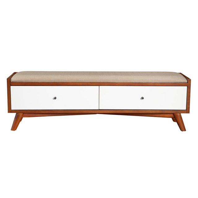 Alpine Furniture Banc de Rangement en Bois Flynn en Acorn-White