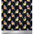thumbnail image 1 of Soimoi Black Rayon Fabric American Robin Bird Print Fabric by The Yard 56 Inch Wide, 1 of 5