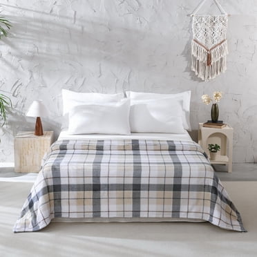 Mainstays Plush Blanket Brown Plaid DQ