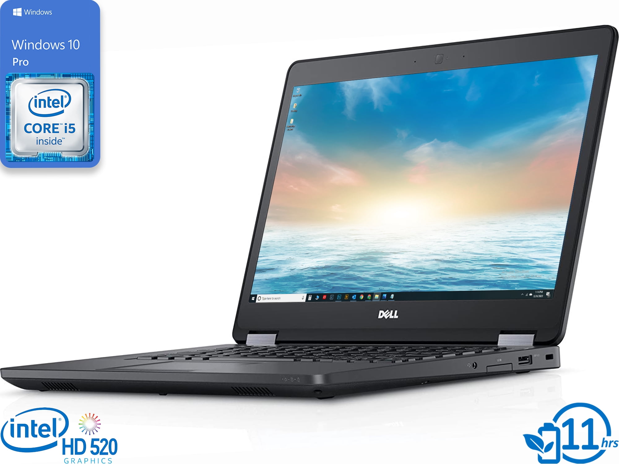 Refurbished Dell Latitude E5470 Notebook, 14" HD Display, Intel Core i5-6300U Upto 3.0GHz, 8GB RAM, 128GB SSD, HDMI, VGA, Card Reader, Wi-Fi, Bluetooth, Windows 10 Pro