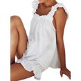 thumbnail image 3 of Faithtur Womenacute;s Summer 2PCS Pajamas Sets Sleeveless Backless Sling Vest + Solid Color Ruffle Shorts, 3 of 7