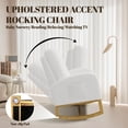 thumbnail image 4 of Nursery Rocking Chair, Rocking Chair Nursery for Mom, Comfy Upholstered Nursery Rocker with High Back & Pocket, Modern Wingback Accent Chair for Reading Living Room Bedroom, 4 of 7