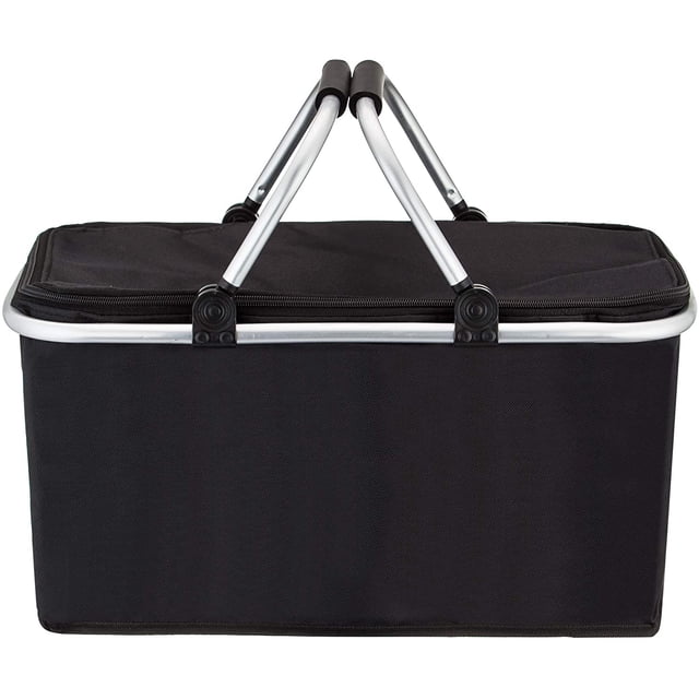 Large Insulated Picnic Basket, Water Resistant & Leakproof Collapsible Portable Cooler Basket Set