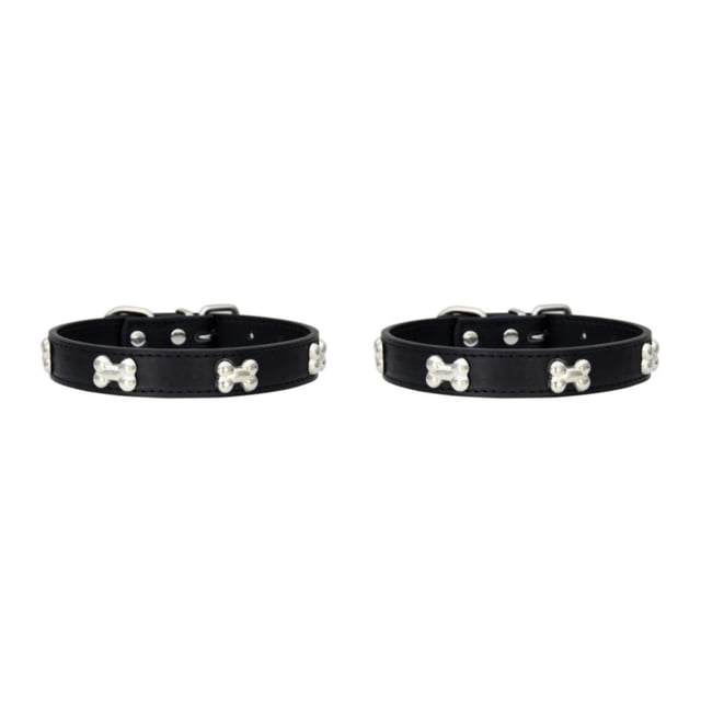 Baohd Comfortable Wear In Multiple Sizes With Stylish PU PU Cat Collar Dogs Collars black 1.5*37cm 2Set
