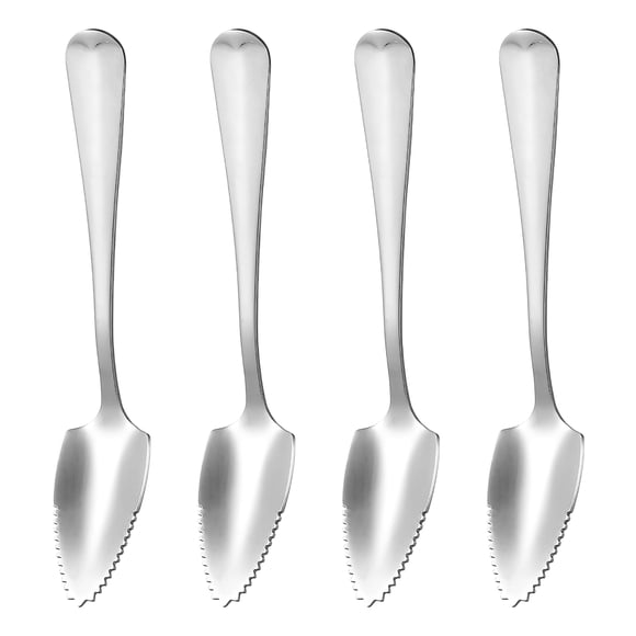 KAKOWELY 4pcs Stainless Steel Grapefruit Spoons Serrated Grapefruit Watermelon Dessert Spoon Set,6.1"X1.06"X0.2"