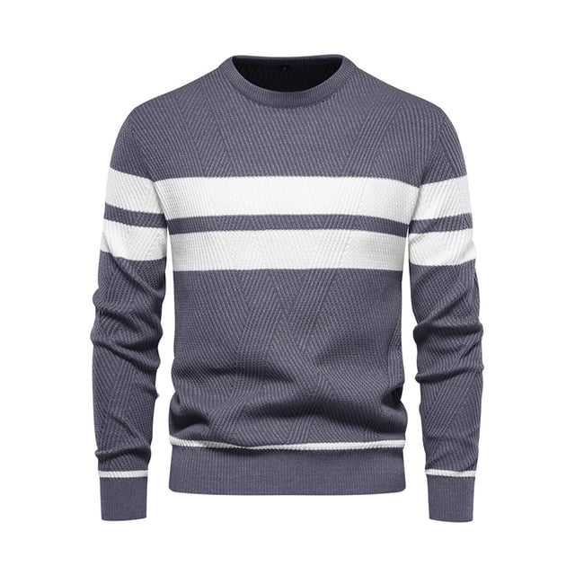 Innerwin Chandail Manches Longues Homme chandail-Over Hauts Usage Quotidien Col Rond Ample Tricoté Chandails Gris Bleu P