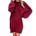 thumbnail image 1 of Robe Chandail pour Femmes 2025 Longueur Moyenne à Manches Longues Col Rond Décontractée Ample Robe en Peluche Robe Chandail Surdimensionnée Automne Hiver Ample Décontractée Douce Chandail, 1 of 5