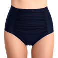 thumbnail image 2 of Bas de Bikini Taille Haute pour Femmes Rétro Froncé Short de Bain Froncé Culotte de Tankinis Bleu Marine (P-2TG), 2 of 7