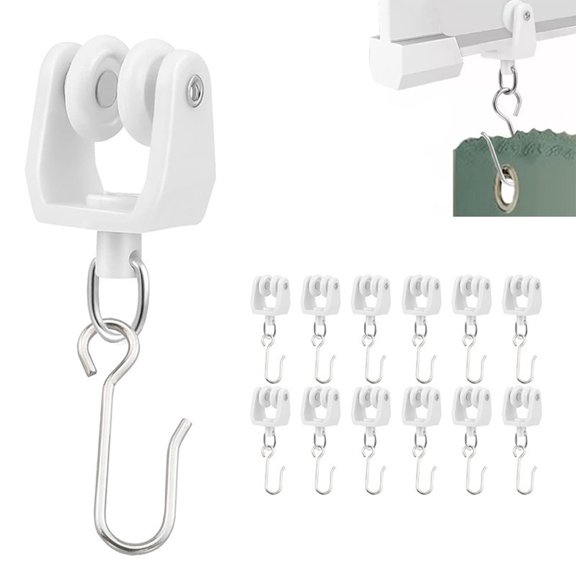 CaiYueKe Ceiling Curtain Track Roller Hook Set Sliding Rail Wheels Heavy Duty Drapery Hardware for Smooth Gliding Easy Installation Durable Plastic