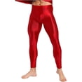 thumbnail image 3 of YUUMIN Men's Shiny Compression Pants Oil Glossy Stretchy Workout Sports Base Layer Trousers Burgundy L, 3 of 6