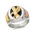 thumbnail image 1 of Mens Flying Eagle Sterling Silver Ring with Black Enamel, 1 of 4