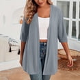 thumbnail image 2 of Timegard Cardigans for Women 1/2 Sleeve Open Front Lightweight Solid Color Casual Loose Jacket Tops, 2 of 7