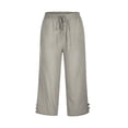 thumbnail image 4 of Timegard Womens Cotton Linen Pants Elastic Waisted Drawstring Capri Pants Casual Loose Trousers with Pockets, 4 of 6