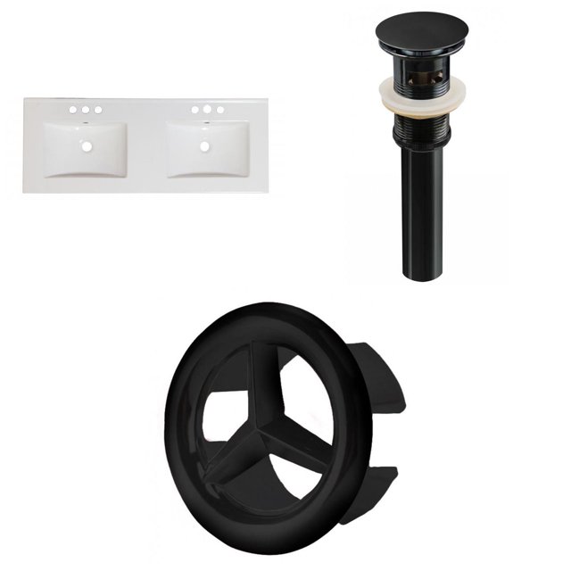 American Imaginations 35.5-in. W 1 Hole Ceramic Top Set In White Color - Overflow Drain Incl. AI-24413
