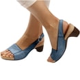 thumbnail image 1 of Low Chunky Heel Sandals for Women Buckle Pumps Shoes Summer Open Toe Platform Sandals, 1 of 2
