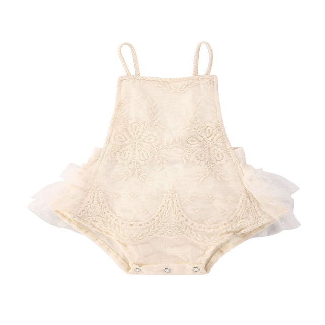 MesaSe Barboteuse en Dentelle Florale Brodée pour Bébé Fille