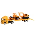 thumbnail image 1 of as show Engineering Flatbed Trailer Truck With Excavator Alloy Model Car Toy Set Window Box, 1 of 1