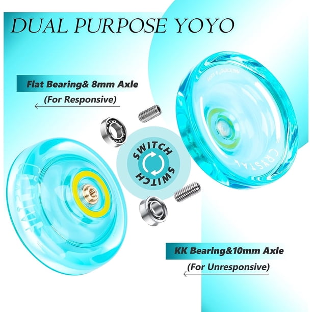 Yoyo MAGICYOYO K2 Cristal 2-en-1 – Mode Responsive Et Unresponsive – Parfait Pour Enfants Et Débutants – Avec 12 Cordes Et Roulements