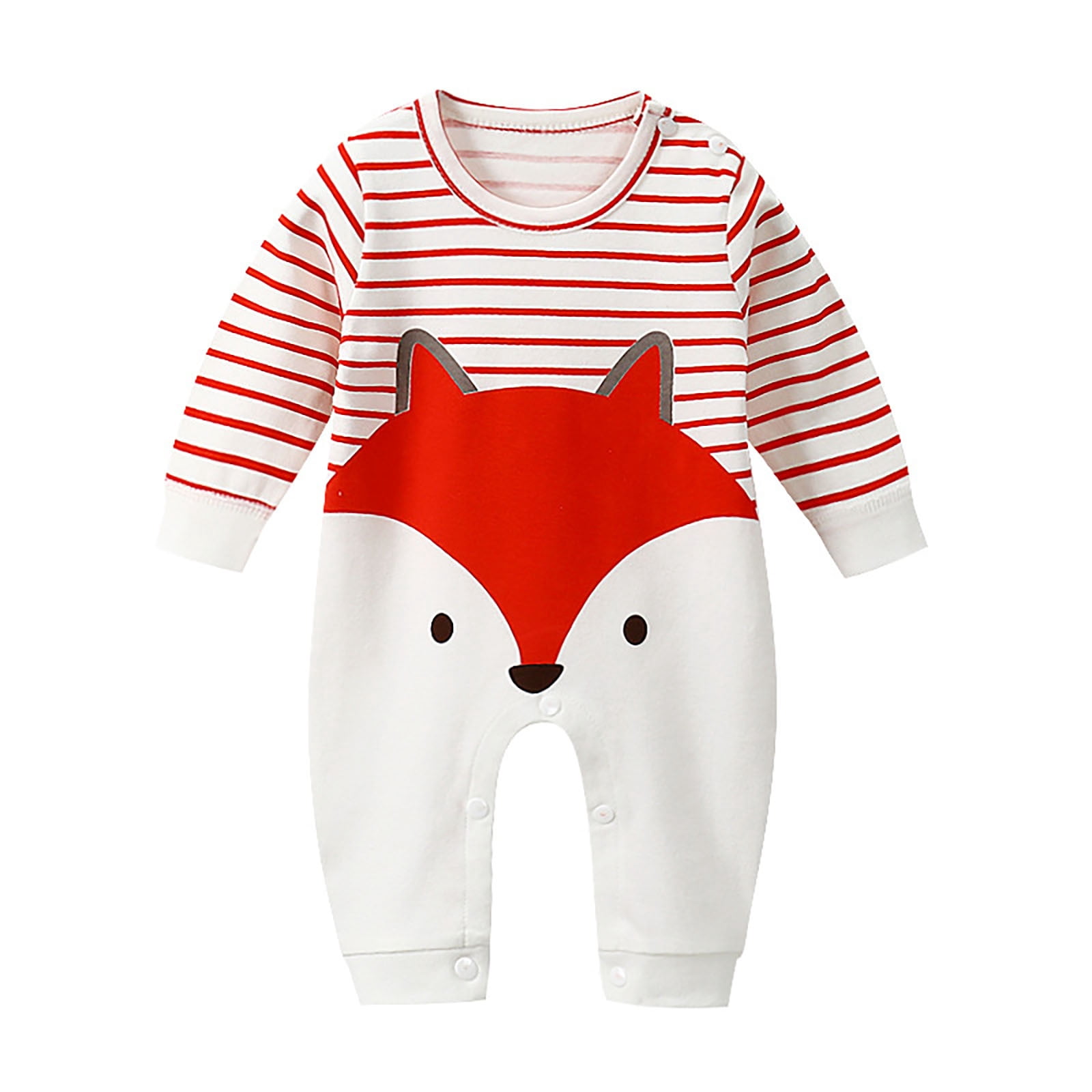 WEIYLL Girls Bodysuits Button Long Sleeve Overall Cartoon Cute Warm Spring Autumn Red Baby Overalls for 1-3 Months