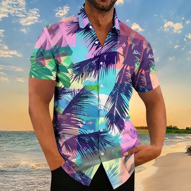 Mefallenssiah Hauts pour Hommes Bouton d'Impression pour Hommes de Dégagement Chemise à Col Rond à Manches Courtes Décontractée