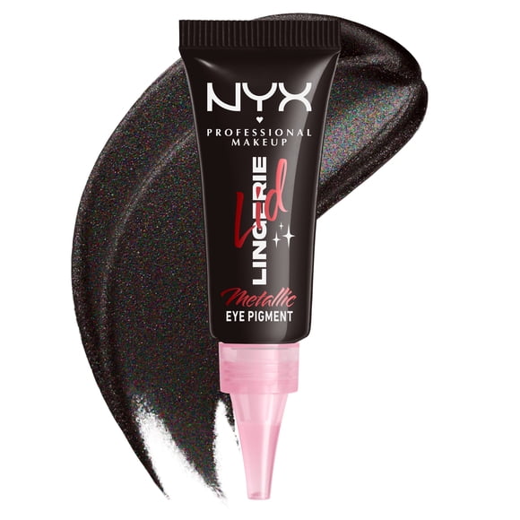 NYX Professional Makeup Lid Lingerie fard à paupières en crèmes, jusqu'à 24h de tenue, Gothic Garter, Noir Brillant