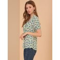 thumbnail image 4 of Unique Bargains Blouse à Manches Courtes Bouffantes à Boutons Imprimé Floral pour Femmes, 4 of 6