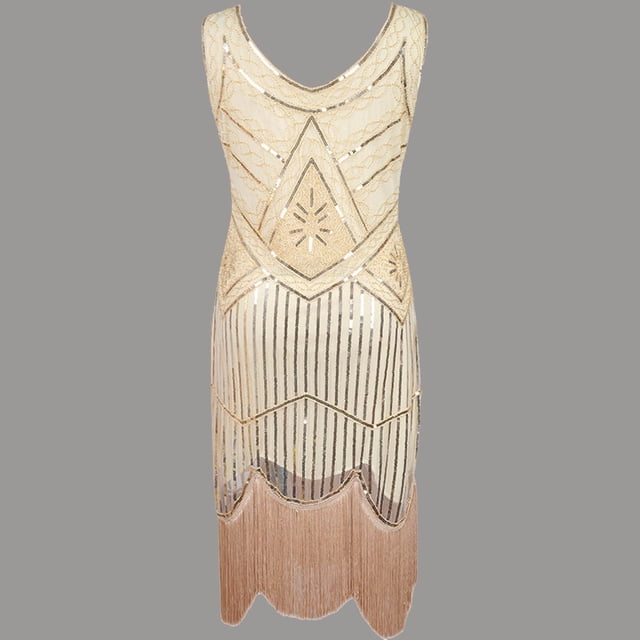 Gspmoly Robes d'Été, Grande Taille Vintage Années 1920 Flapper à Franges Superbe Soirée Fête Cocktail Robe Robes Formelles pour Femmes Liquidation