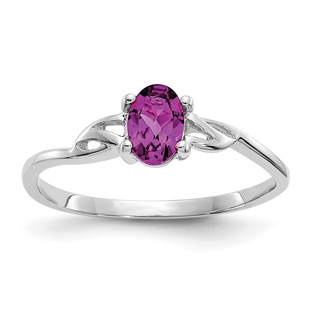 14K White Gold Rhodolite Garnet Birthstone Ring