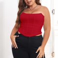 thumbnail image 2 of B91xZ Pansement pour Poitrine pour Femmes, Haut en Arête de Poisson, Laçage Ajustable, Mode, Grande Taille TG à 5TG, Rouge 5TG, 2 of 5
