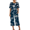 thumbnail image 2 of Fankiway Ensemble de Pyjama pour Femmes à Imprimé, Col Rond, Manches Courtes, Chemise de Nuit et Pantalon, Tenue d'Intérieur avec Poches, Ensemble pour Femmes, Tenues d'Été, Tenues d'Été pour Femmes, 3355 Pcs, 2 of 8