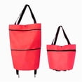 thumbnail image 1 of Panier d'Achats Pliable pour Épicerie avec Roues et Sac Amovible Grand Sac Imperméable Rouge, 1 of 8