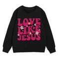 thumbnail image 4 of PMVFHDE Chandails en Molleton de Printemps pour Filles Sweat à Imprimés Graphiques Col Rond Manches Longues Mignon Pull Épaule Tombante Noir, 9-10 Ans, 4 of 6
