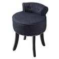 thumbnail image 4 of Inspired Home Bardot Linen Vanity Stool Nailhead Trim Roll Back Bedroom, Dark Grey, 4 of 9