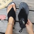 thumbnail image 3 of Flat Sandals for Women Flip Flops Adjustable Drawstring Slingback Non Slip Beach Summer Sandals Black, 3 of 9
