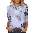 thumbnail image 1 of Pompotops T-shirt Ample Imprimé pour Femme Blouse à Manches 3/4 Col Rond Hauts Décontractés Liquidation, 1 of 5