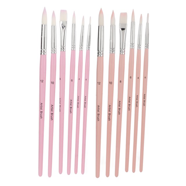 Nylon Paint Brush Watercolor Paint Brushes Paint Brushes For Acrylic Painting Watercolor Brush Set 12pcs Nylon Paint Brush Washable Cleanable Nylon Wool Material Different Colors