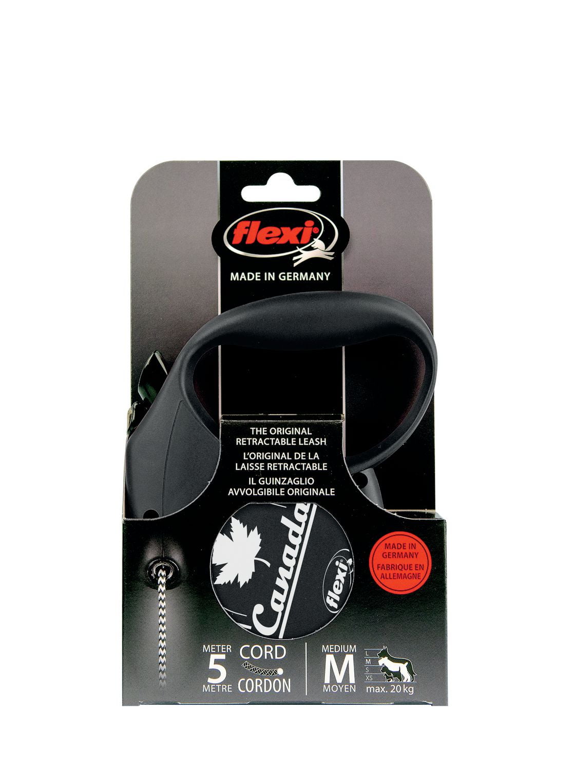 Flexi Petit Canada Feuille d'Érable 5m Cordon Rétractable Laisse pour Chien