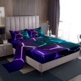 thumbnail image 1 of Erosebridal Modern Abstract Sheet Set Full, Striped Geometric Bedding Sets Full Size, Blue Purple, 4pcs, 1 of 7