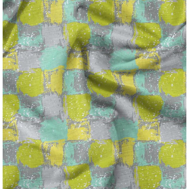 Soimoi Green Poly Georgette Fabric Abstracts Abstract Fabric Prints By Yard 52 Inch Wide