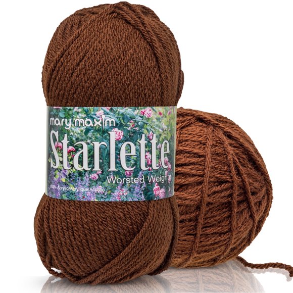 Mary Maxim Starlette Knitting Crochet Yarn, Acrylic Worsted Weight Yarn, Chocolate